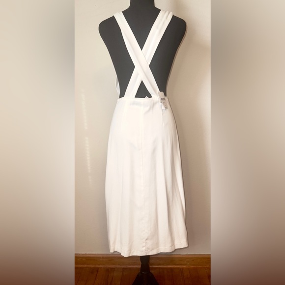 Forever 21 Contemporary Button Front White Midi Apron Style Dress Small - Picture 3 of 5